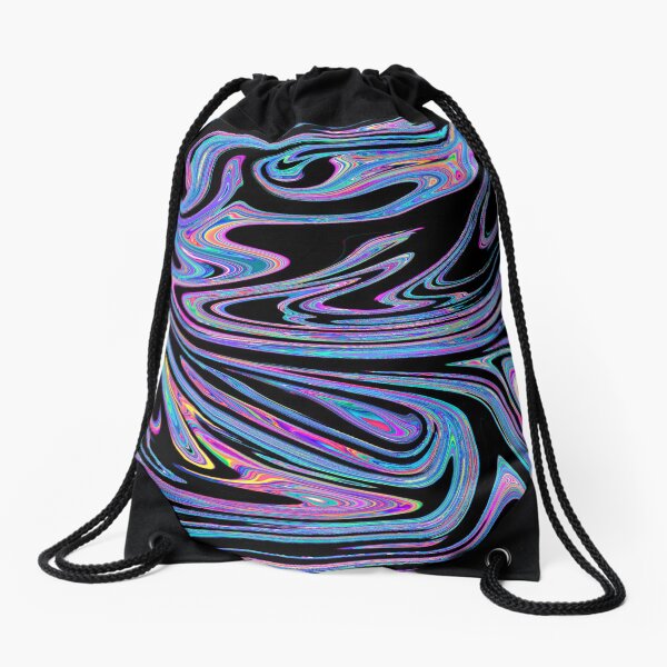 Swirls- Black Holo Drawstring Bag