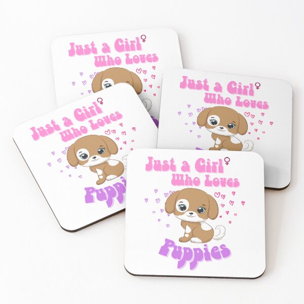 Aperçu de l'œuvre Juste une fille qui aime les chiots créée et vendue par DesignedToATee.