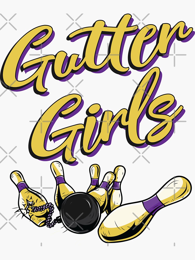 "Gutter Girls, Funny Womens Bowling Team Name" Sticker for Sale by
