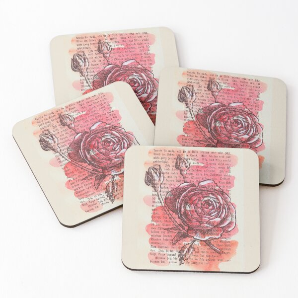 Item preview, Vintage rose art on a vintage page designed and sold by Julianum.