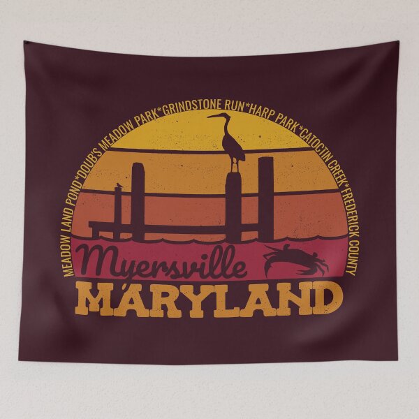 Item preview, Myersville Maryland Sunset Retro Vintage Local Pride Logo designed and sold by CRHPOD20.