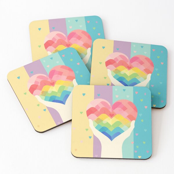 Item preview, A hand holding a heart symbol with a LGBTQ+ pride flag pattern. designed and sold by Misskaori.