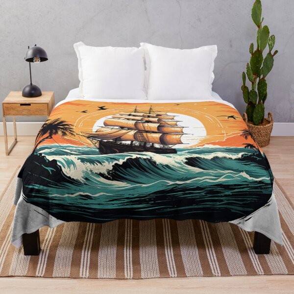 Item preview, A vintage looking ship sails across the giant waves in a sunset enviornment designed and sold by ramith-concept.