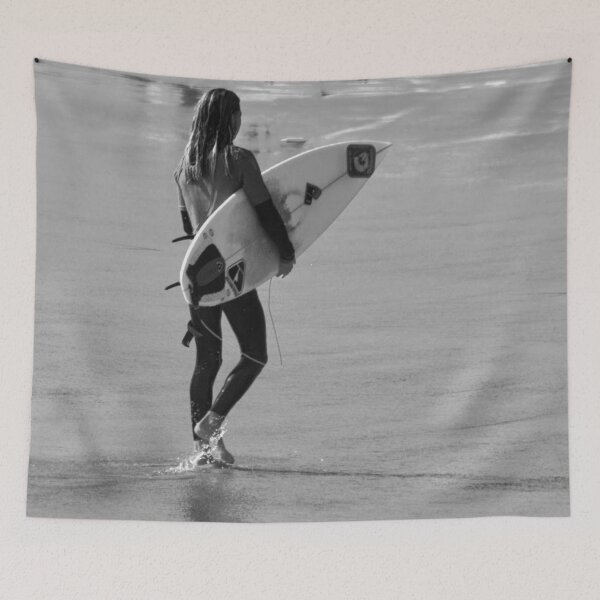 Item preview, Surfer Girl and Her Board - Black and White Photography designed and sold by Rui Valverde.