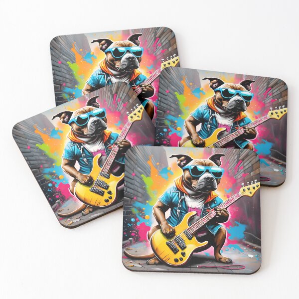 Item preview, Staffordshire Bull Terrier Bass Player designed and sold by Ameiva-Apparel.