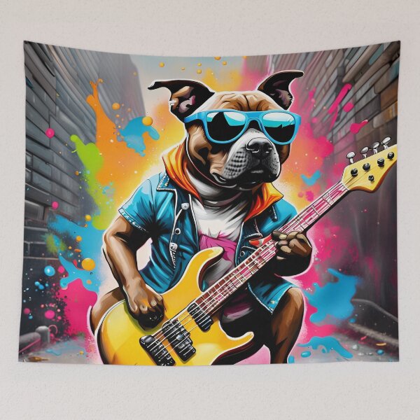 Item preview, Staffordshire Bull Terrier Bass Player designed and sold by Ameiva-Apparel.