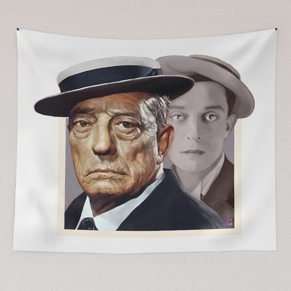 Item preview, Ghosts Digital Painting of Buster Keaton by Nicolette Olivier, Single and Repeating Pattern, Choose Your Own Background designed and sold by Nicolette Olivier.