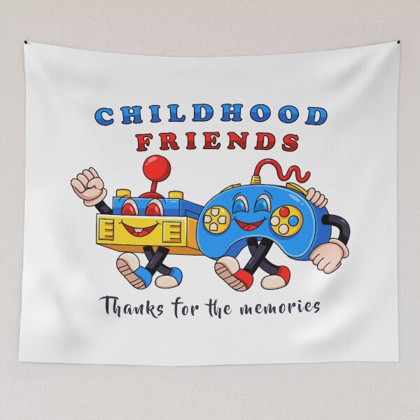 Item preview, Childhood friends, two joystick mascots walk together designed and sold by Kevyn Adha.
