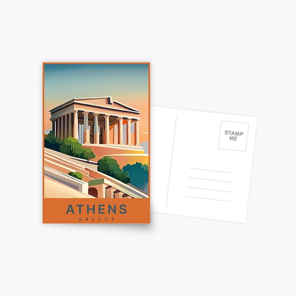 Item preview, Athens Greece Digital Art Illustration Travel Poster designed and sold by TravelMarvel.