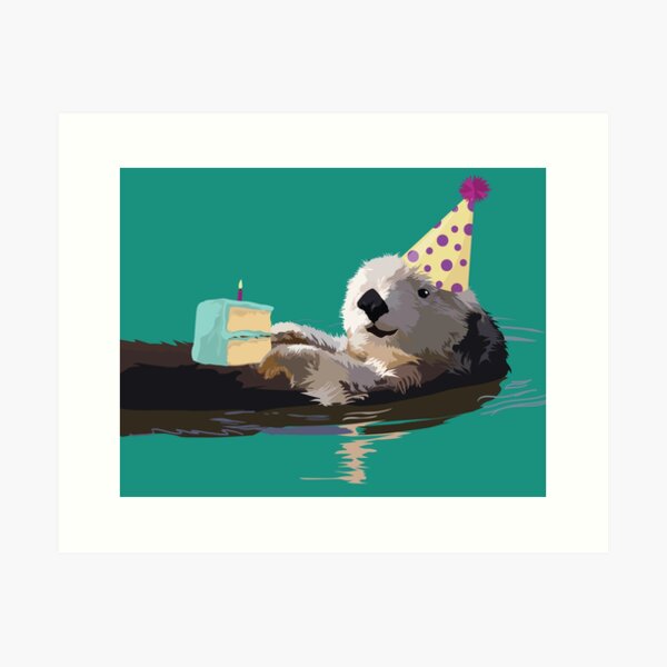 Otter Birthday Party Art Print