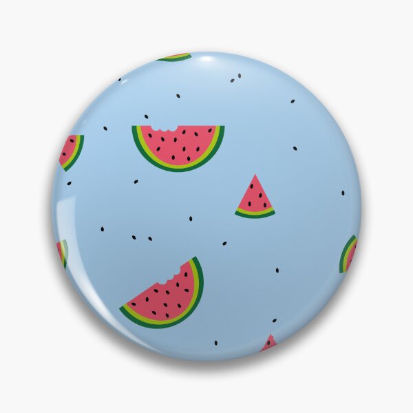 Item preview, Colorful print of watermelon pieces on light blue background designed and sold by Martapp.
