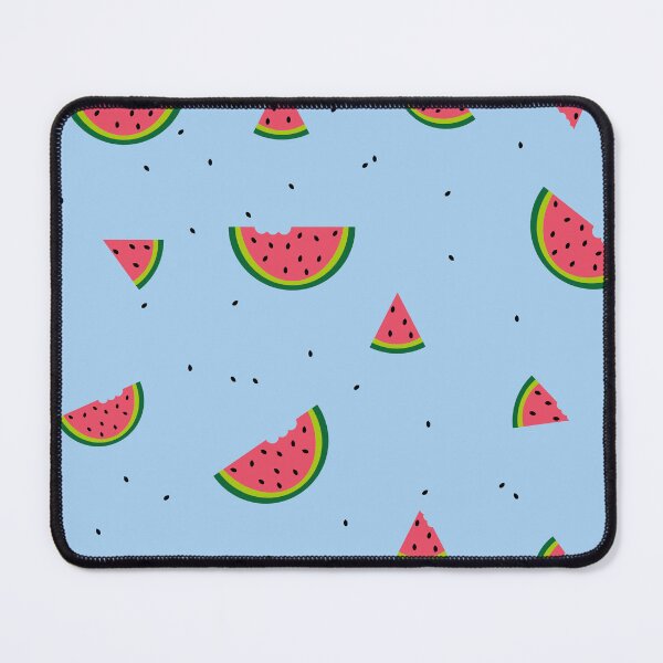 Item preview, Colorful print of watermelon pieces on light blue background designed and sold by Martapp.