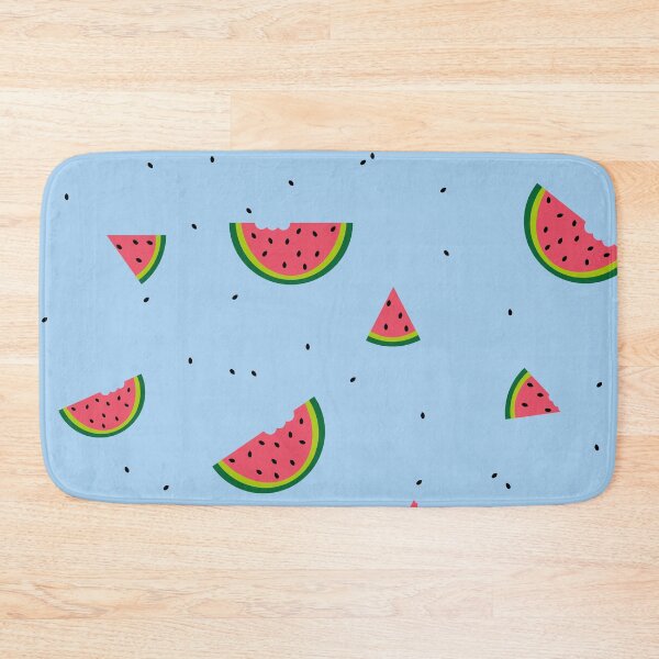 Item preview, Colorful print of watermelon pieces on light blue background designed and sold by Martapp.
