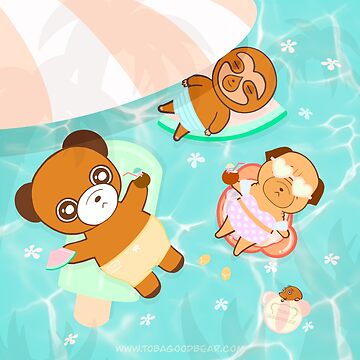 Artwork thumbnail, Cute Animals Floating Poolside by Toba Goodbear