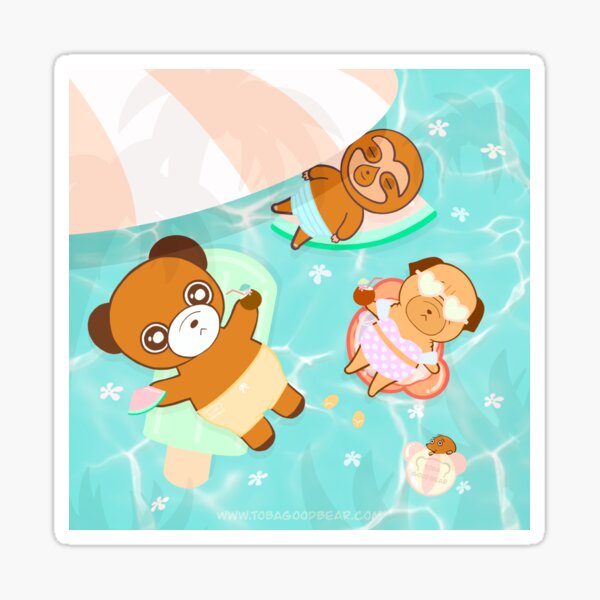 Cute Animals Floating Poolside Sticker