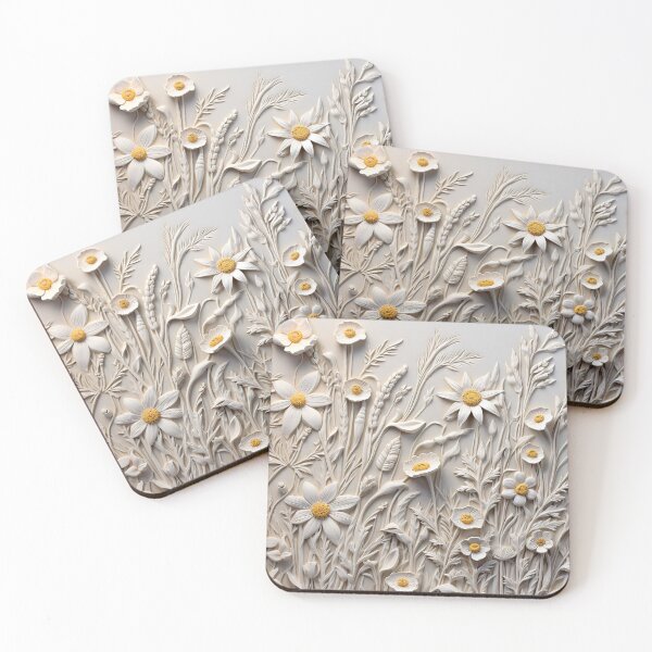 Item preview, 3d wildflowers ivory embossed look  designed and sold by Inktown.