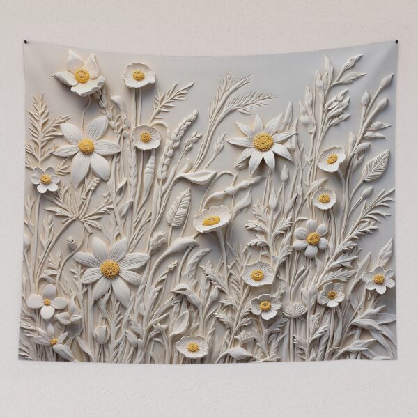 Item preview, 3d wildflowers ivory embossed look  designed and sold by Inktown.