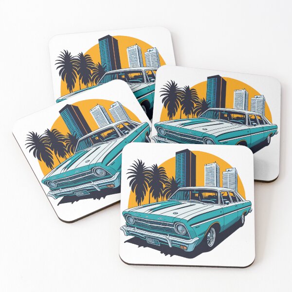 Item preview, Vintage Ford Falcon in Miami Street | Retro Car Illustration designed and sold by InnovativeGFX.