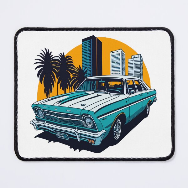 Item preview, Vintage Ford Falcon in Miami Street | Retro Car Illustration designed and sold by InnovativeGFX.