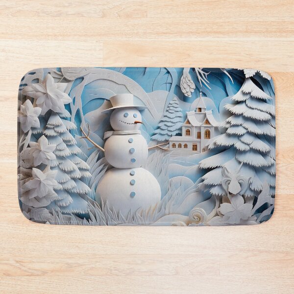 Item preview, Snowman winter scene blue and white designed and sold by Inktown.