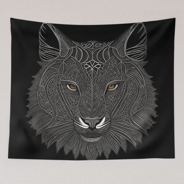 Item preview, black and white drawing of a tiger's head designed and sold by Enga6.
