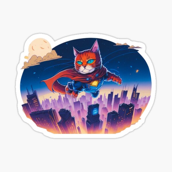 Item preview, Super Hero Cat Cartoon Chroma Color | Unique Cat Lover Gift Idea designed and sold by MaFleiva.