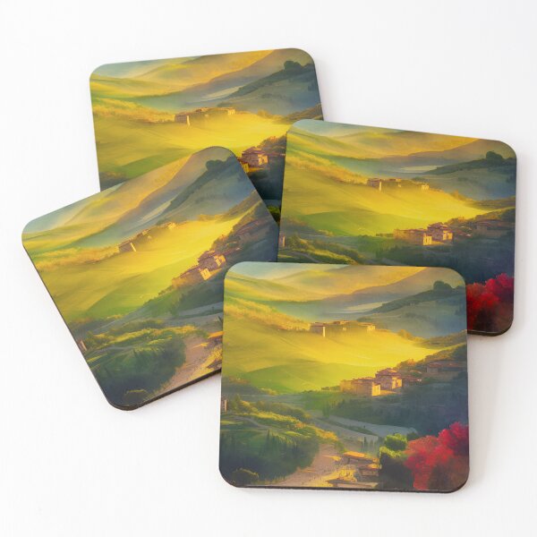 Item preview, Mountain Side Village Atmospheric Watercolor Matte Painting designed and sold by redjaygraphics.
