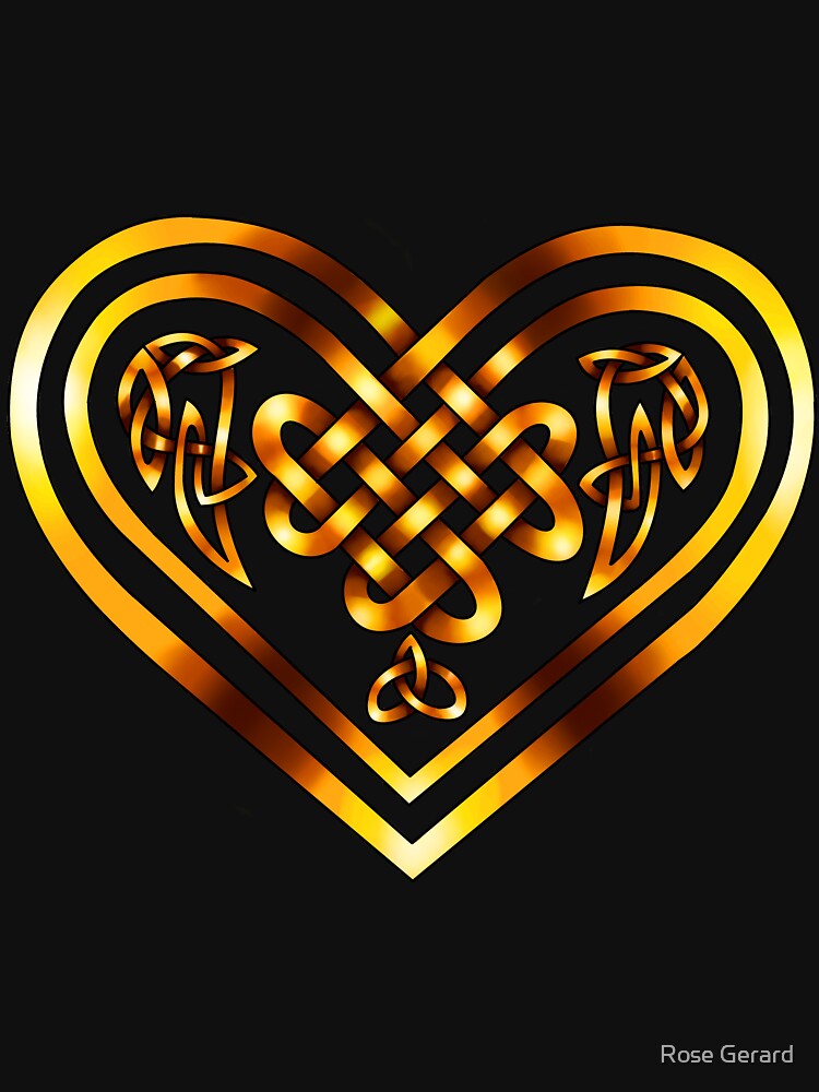 Celtic Heart - Gold on Black by arkadyrose
