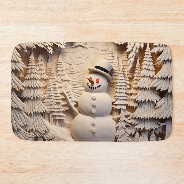 Item preview, 3d Snowman winter scene white cream  designed and sold by Inktown.