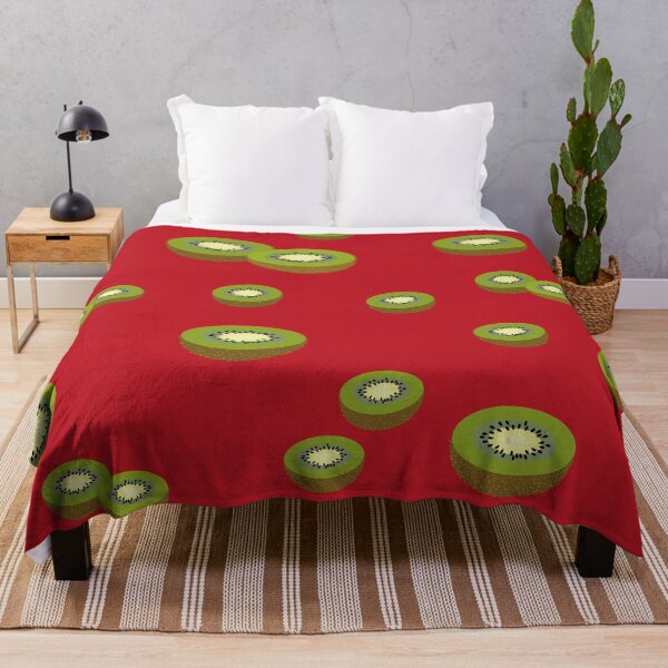 Item preview, Colorful print of green kiwi halves on red background designed and sold by Martapp.