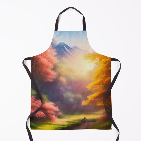 Item preview, Japanese Countryside Mountain Landscape Watercolor Matte Painting designed and sold by redjaygraphics.
