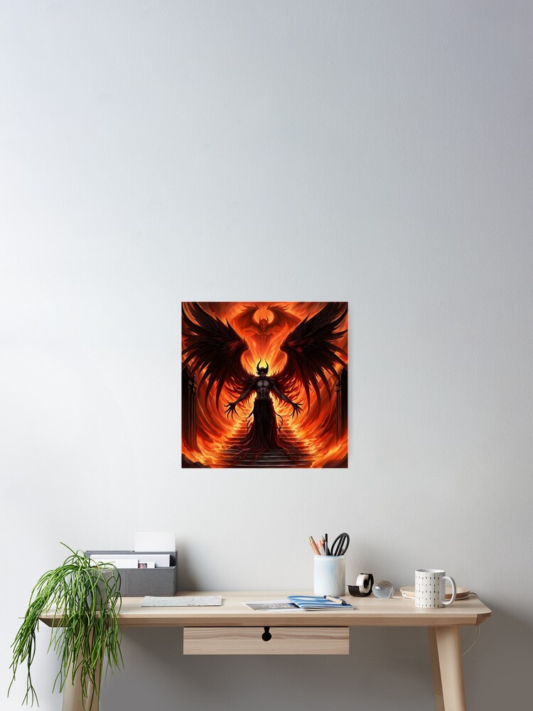 Anime Lucifer in the Gates of Hell Sticker for Sale by IdesignStudio77