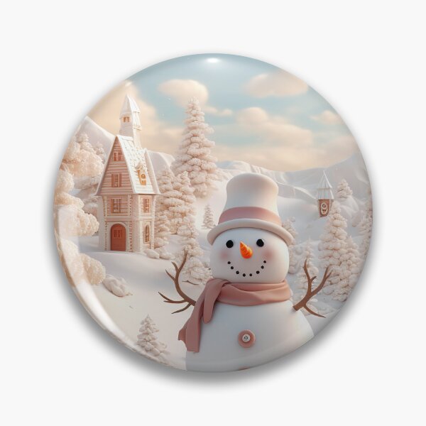 Item preview, Snowman magical winter scene blue and white cream Christmas  designed and sold by Inktown.