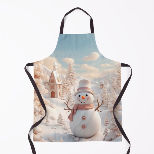 Item preview, Snowman magical winter scene blue and white cream Christmas designed and sold by Inktown.