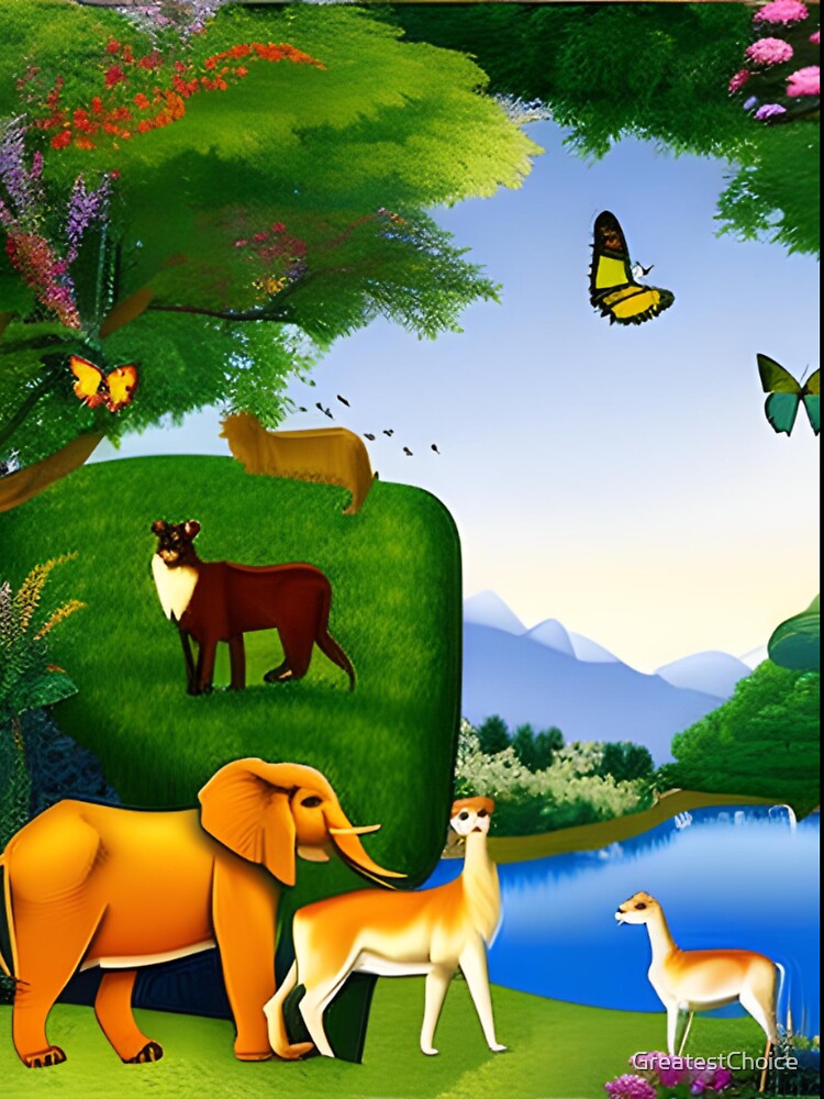 Beautiful untouched animal nature paradies, peaceful, Garden of Eden, 3d  render Stock Photo - Alamy