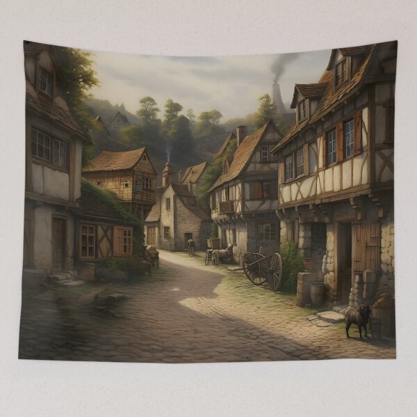 Item preview, Medieval village drawing designed and sold by Radibor78.
