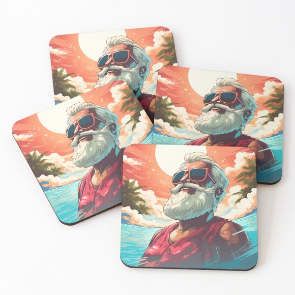 Item preview, Surfer Santa Wearing Shades Sunglasses Christmas in July Beach Ocean Sunset Sunrise designed and sold by NearlyNow.