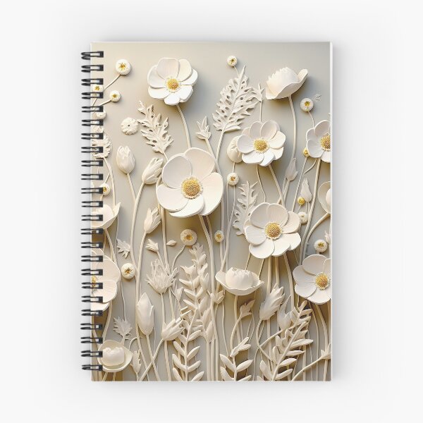 Artikelvorschau, 3D-Wildblumen in elfenbeinfarbener Prägung entworfen und verkauft von Inktown.