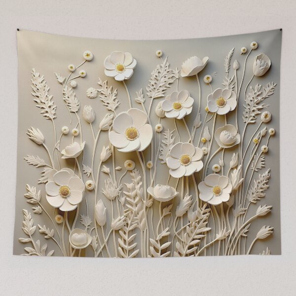 Item preview, 3d wildflowers ivory embossed look  designed and sold by Inktown.