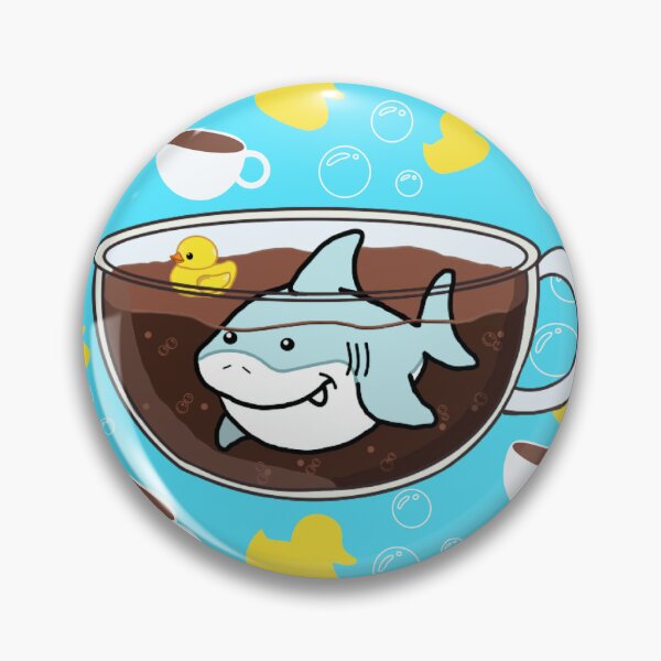 Item preview, Shark Coffee (Bubbles, Duckies, and Mugs background) designed and sold by octopuscafe.