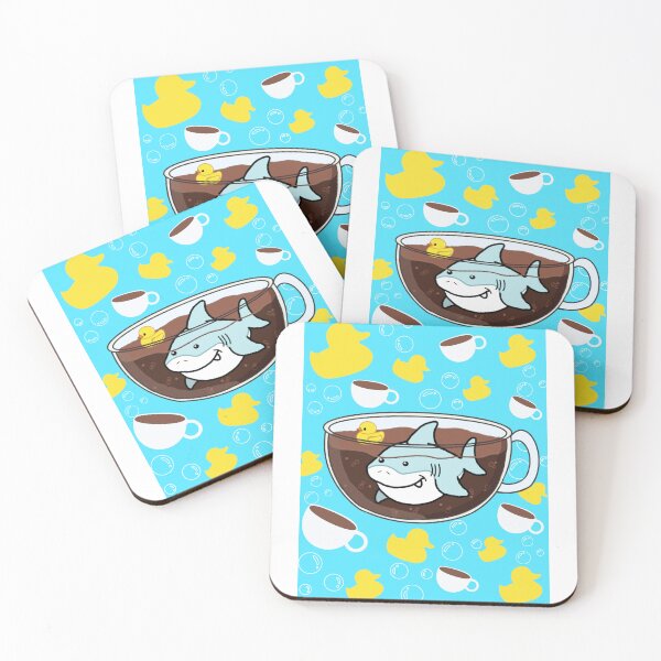 Item preview, Shark Coffee (Bubbles, Duckies, and Mugs background) designed and sold by octopuscafe.