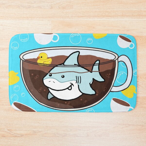 Item preview, Shark Coffee (Bubbles, Duckies, and Mugs background) designed and sold by octopuscafe.