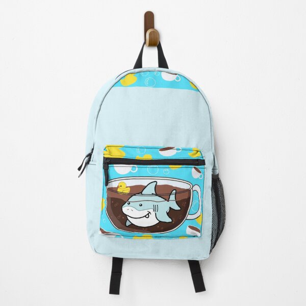 Item preview, Shark Coffee (Bubbles, Duckies, and Mugs background) designed and sold by octopuscafe.