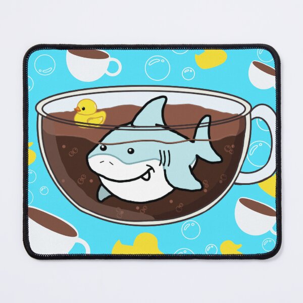 Item preview, Shark Coffee (Bubbles, Duckies, and Mugs background) designed and sold by octopuscafe.