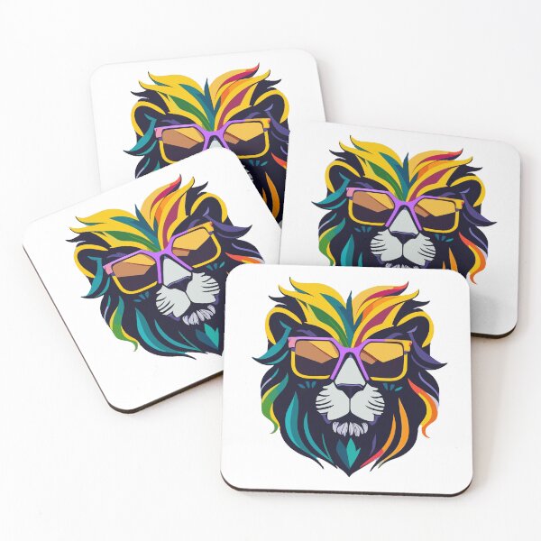Item preview, Colourful Lion Head with Sunglasses designed and sold by ancient-times.