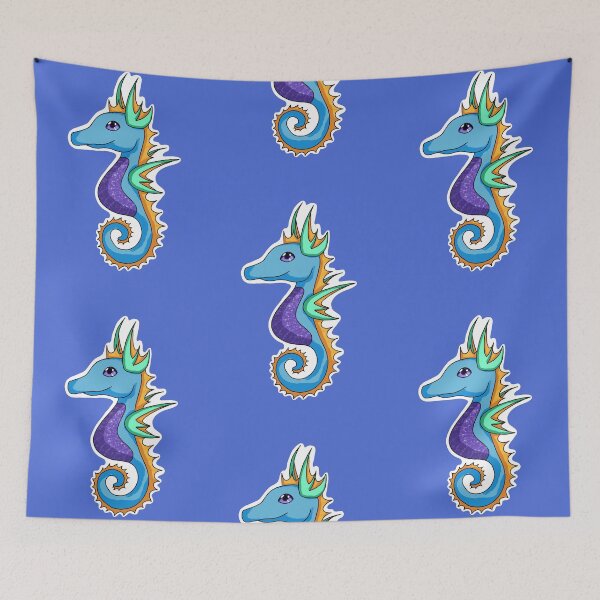 Item preview, Seahorse Blue Animal Underwater Cute Kawaii Design designed and sold by FairyAlpaca.