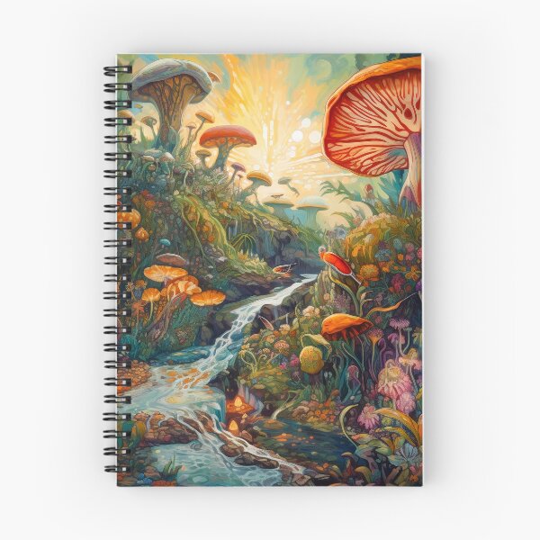 Aperçu de l'œuvre Paysage de champignons grunge fantastique Sticker créée et vendue par Art.Fusion.Studio.