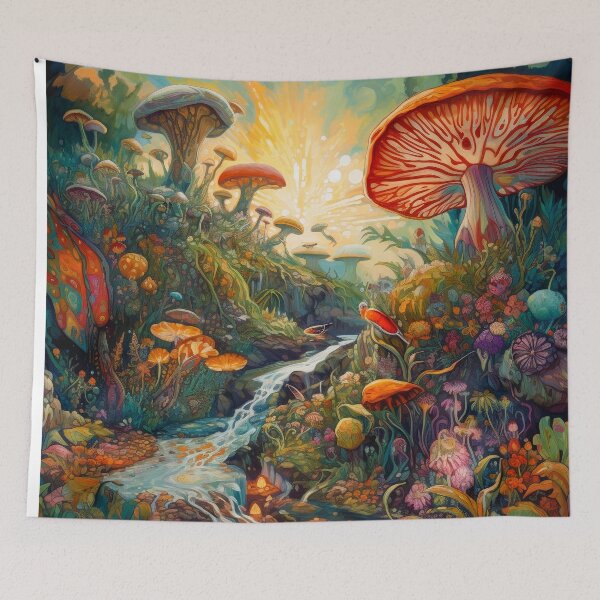 Item preview, Fantasy Grunge Mushroom Landscape Sticker designed and sold by Art.Fusion.Studio.