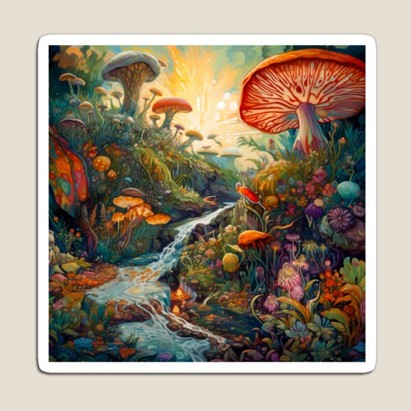 Item preview, Fantasy Grunge Mushroom Landscape Sticker designed and sold by Art.Fusion.Studio.