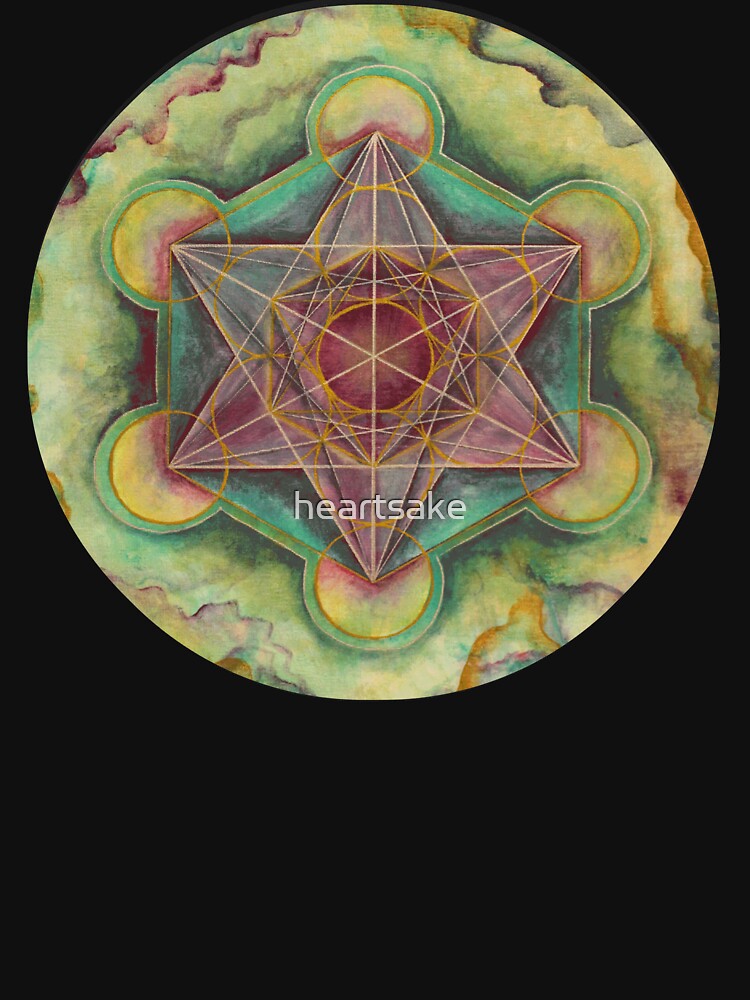 Thumbnail 7 of 7, Classic T-Shirt, Metatron's Cube Sacred Geometry Painting designed and sold by heartsake.